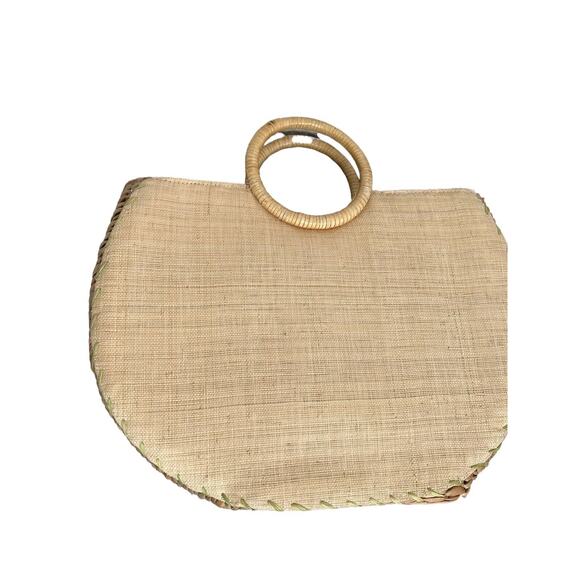 Straw Floral Giraffe Safari Woven Boho Large Purse Handbag bag - Picture 6 of 12